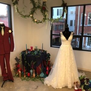 Ivory/Satin/Tulle Sequin A-line with Corset Bodice